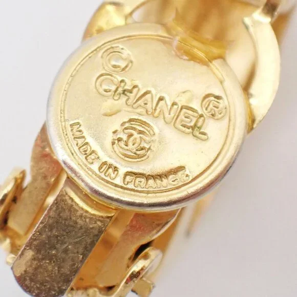 CHANEL CC Logo Earrings Clip-On GHW France 83RF992 - Picture 7 of 14